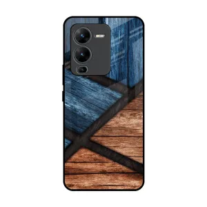 Wooden Tiles Glass Case for Vivo V25 Pro Fashion Choice Protective Shell