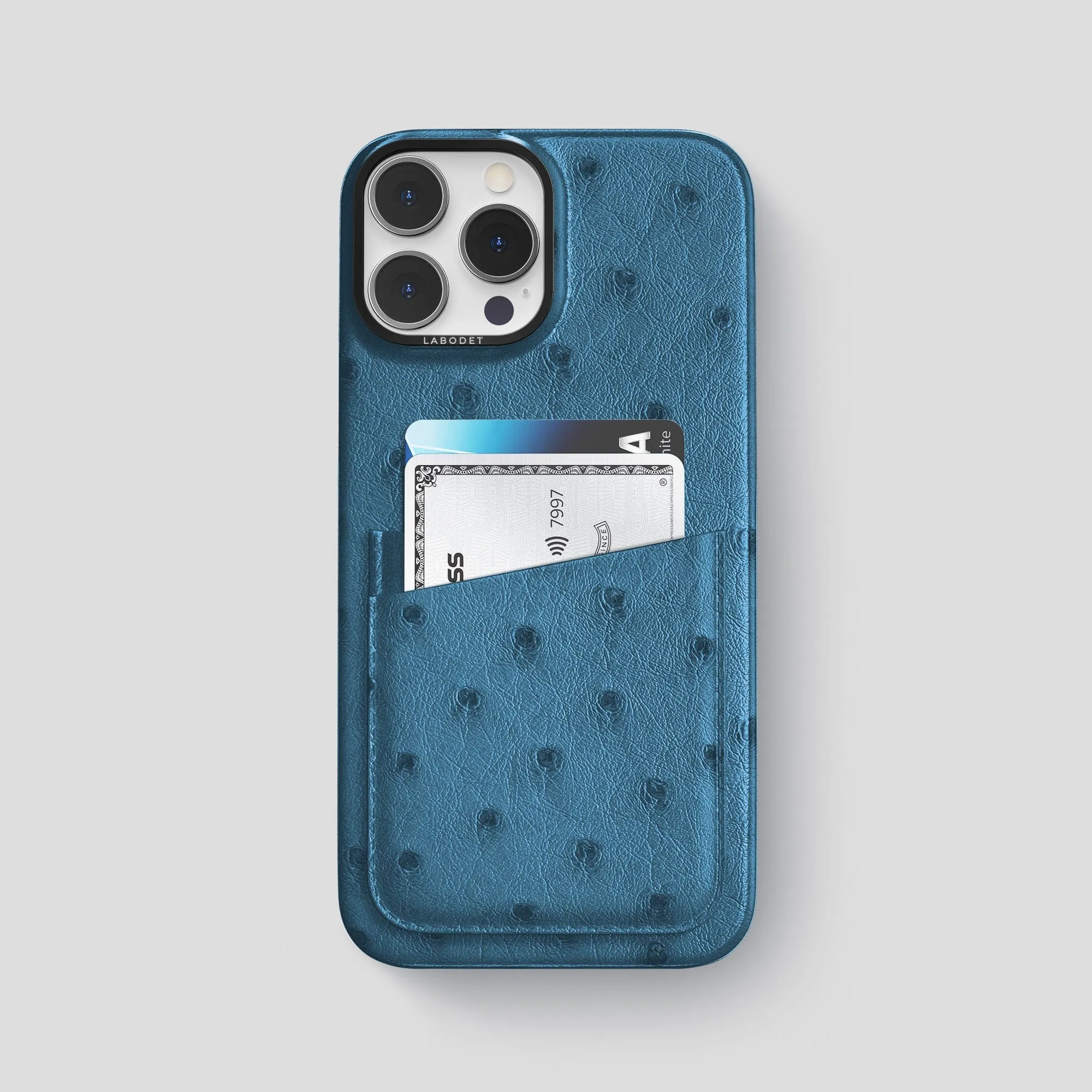 Minimal Feature Double Card Case For iPhone 14 Pro Max In Ostrich