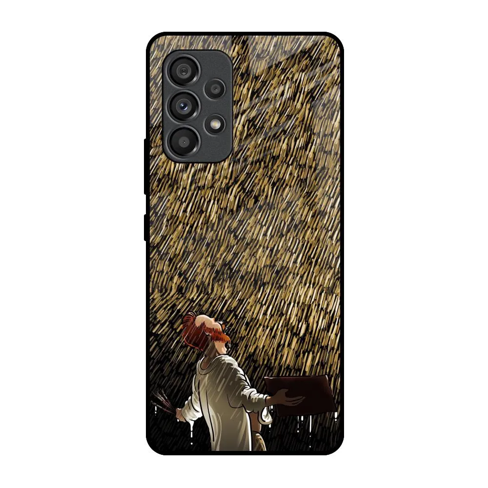 Rugged Texture Urban Texture Rain Festival Glass Case for Samsung Galaxy A53 5G
