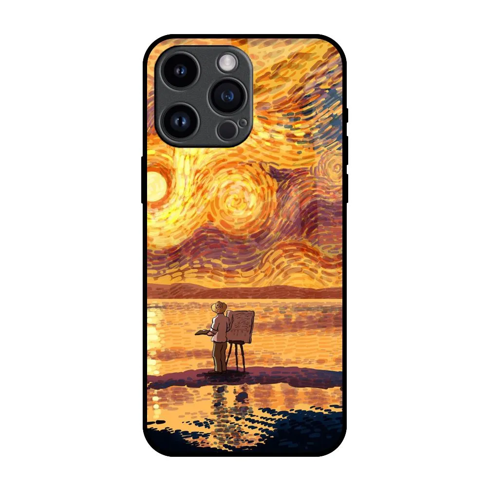 Sunset Vincent Glass Case for iPhone 14 Pro Max Slim Protection Casual Look