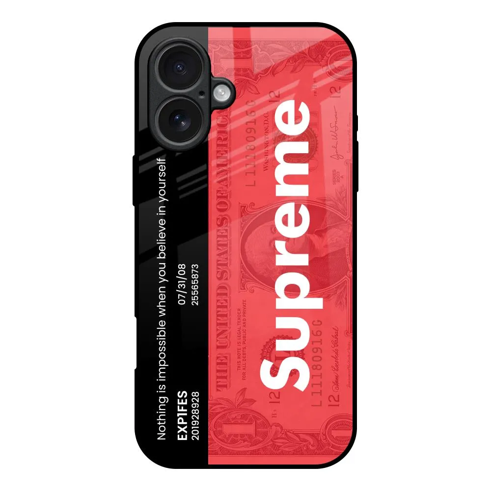 Supreme Ticket Glass Case for iPhone 17 Fashion Touch Matte Texture Design