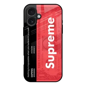 Supreme Ticket Glass Case for iPhone 17 Fashion Touch Matte Texture Design