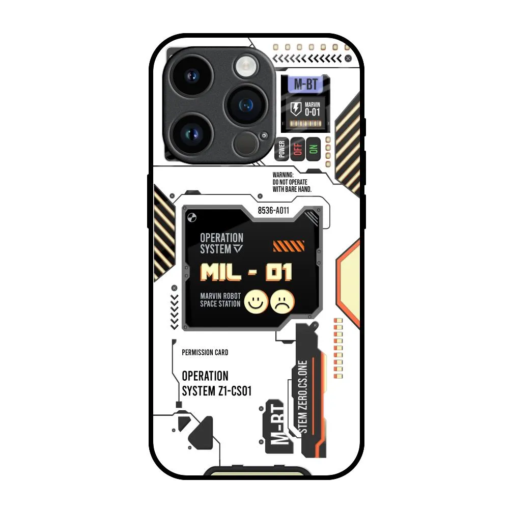 Comfort Edge Futuristic style Tech Display Glass Case for iPhone 14 Pro