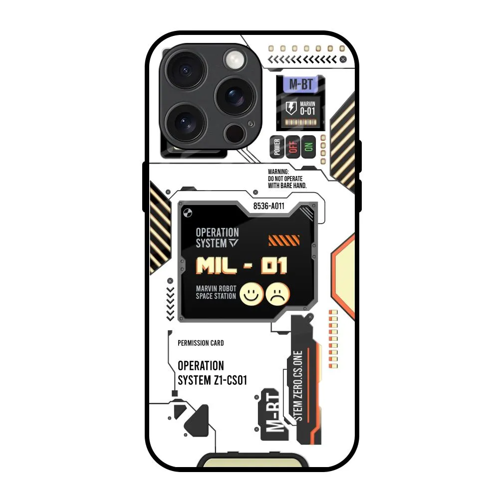 Trendy Texture Clear Texture Tech Display Glass Case for iPhone 15 Pro Max