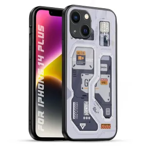 Tech Savvy Glass Case for iPhone 14 Plus Durable Edge Texture Color Pattern