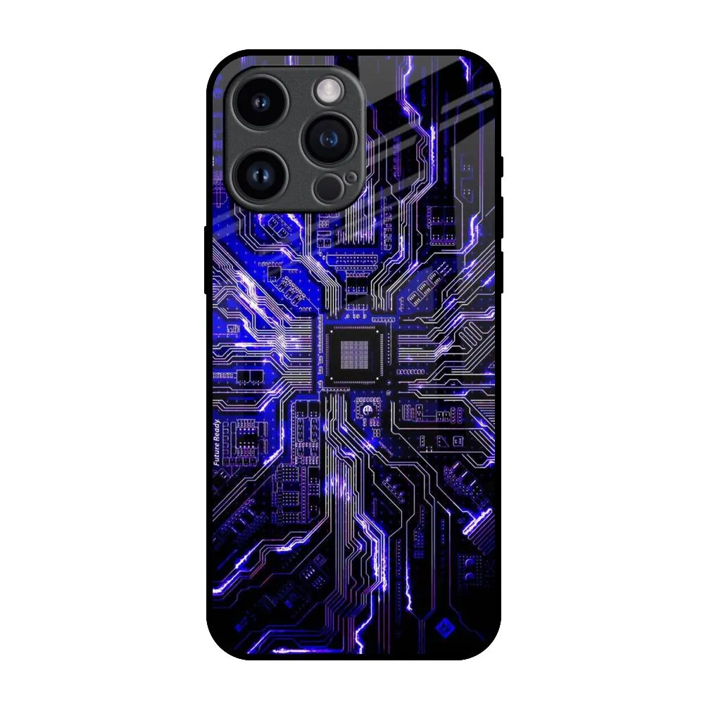 Rugged Frame Design Smooth Edges Techno Color Pattern Glass Case For iPhone 14 Pro Max