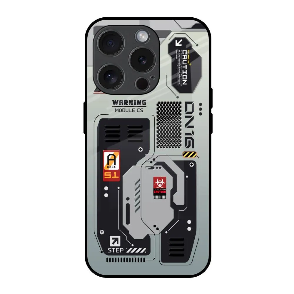 Simple Finish Durable Finish Techno Vibes Glass Case for iPhone 15 Pro