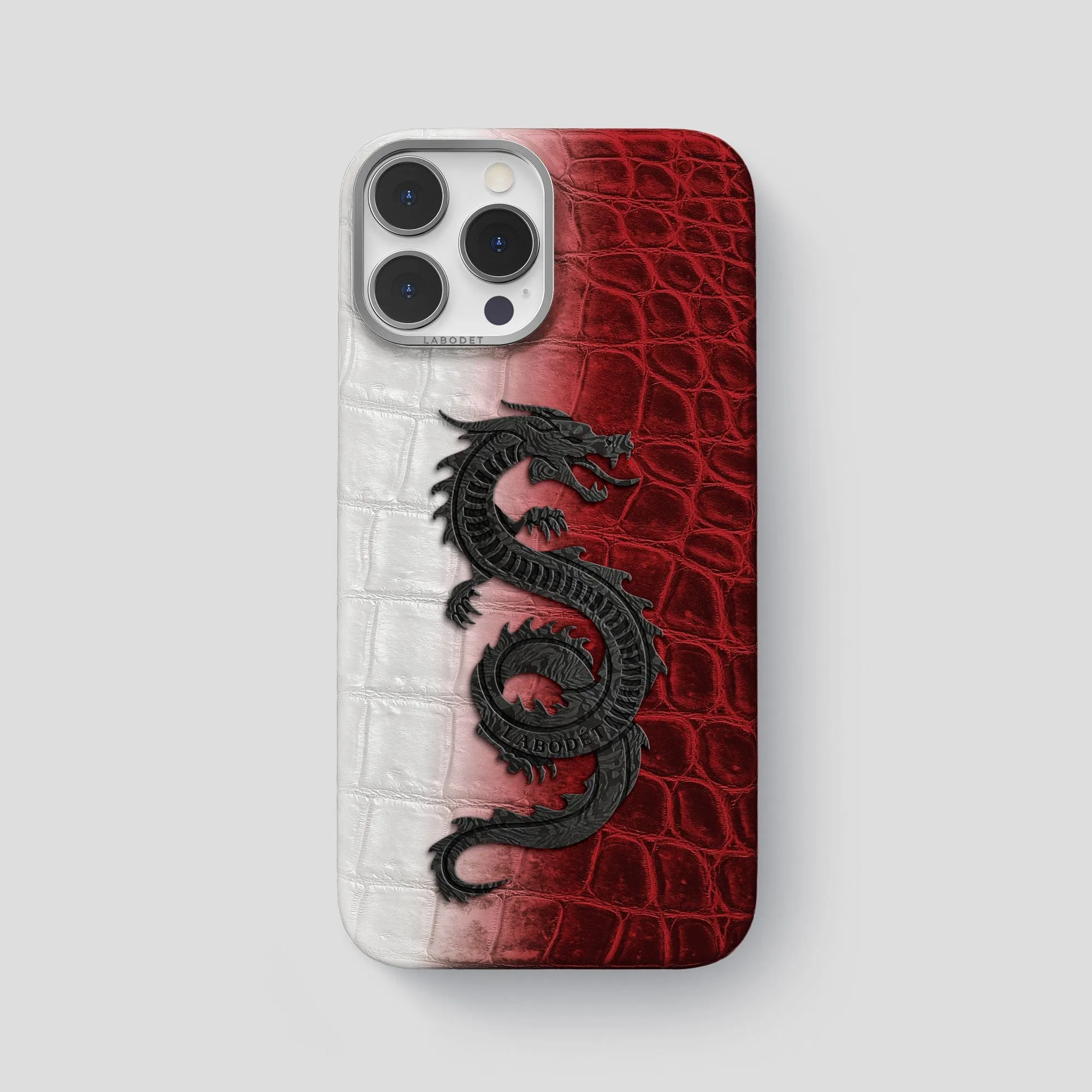 Classic Case With Carbon Dragon For iPhone 14 Pro Max In Himalayan Crocodile Matte Edge Polished Look
