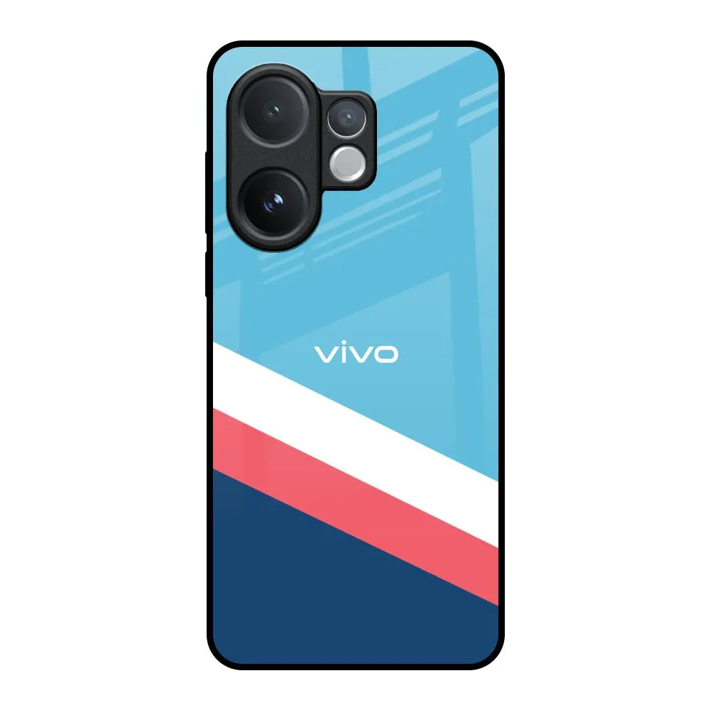 Modern Grip Texture Pink & White Stripes Glass Case For Vivo V60 5G
