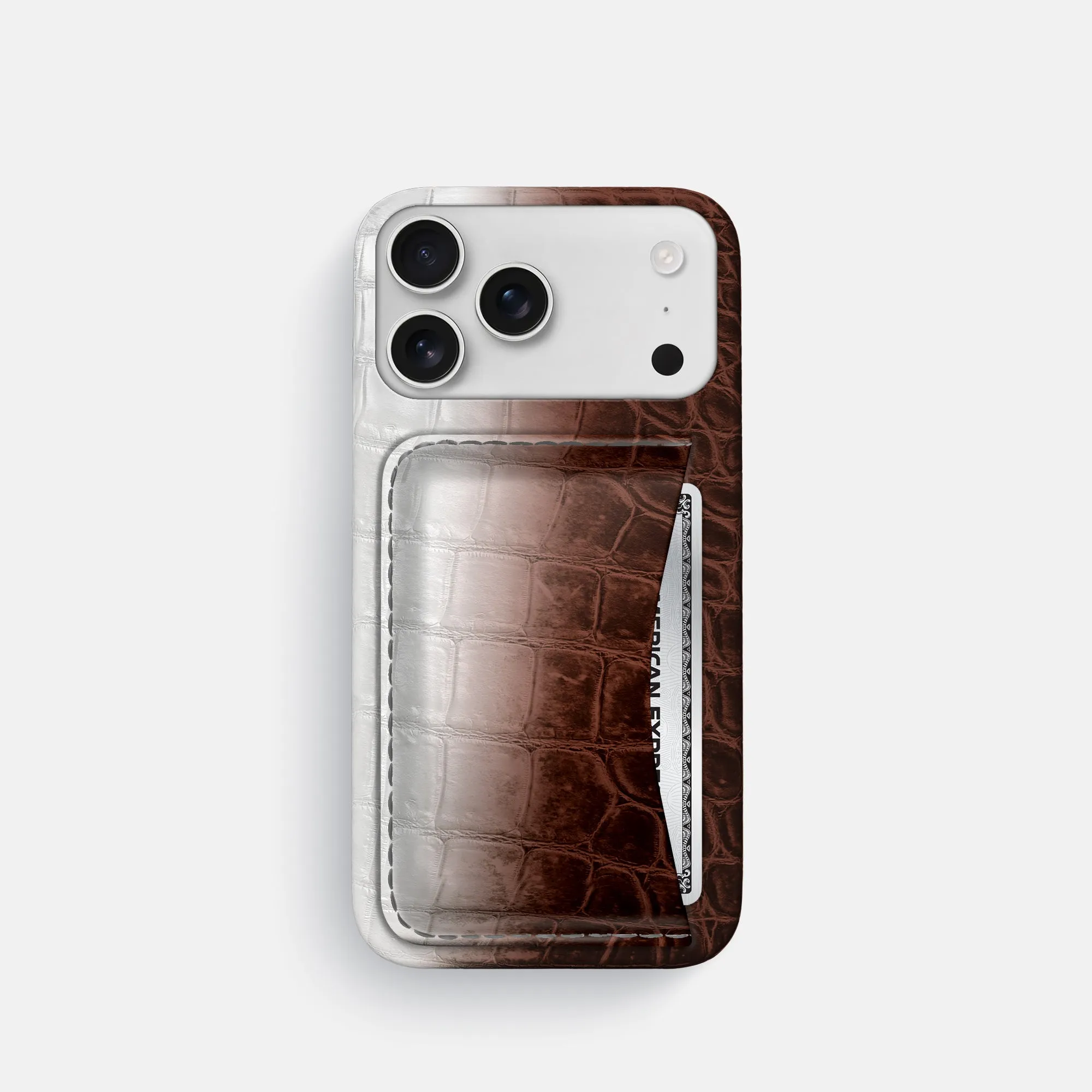 Practical Look Slim Card Case For iPhone 17 Pro In Himalayan Crocodile