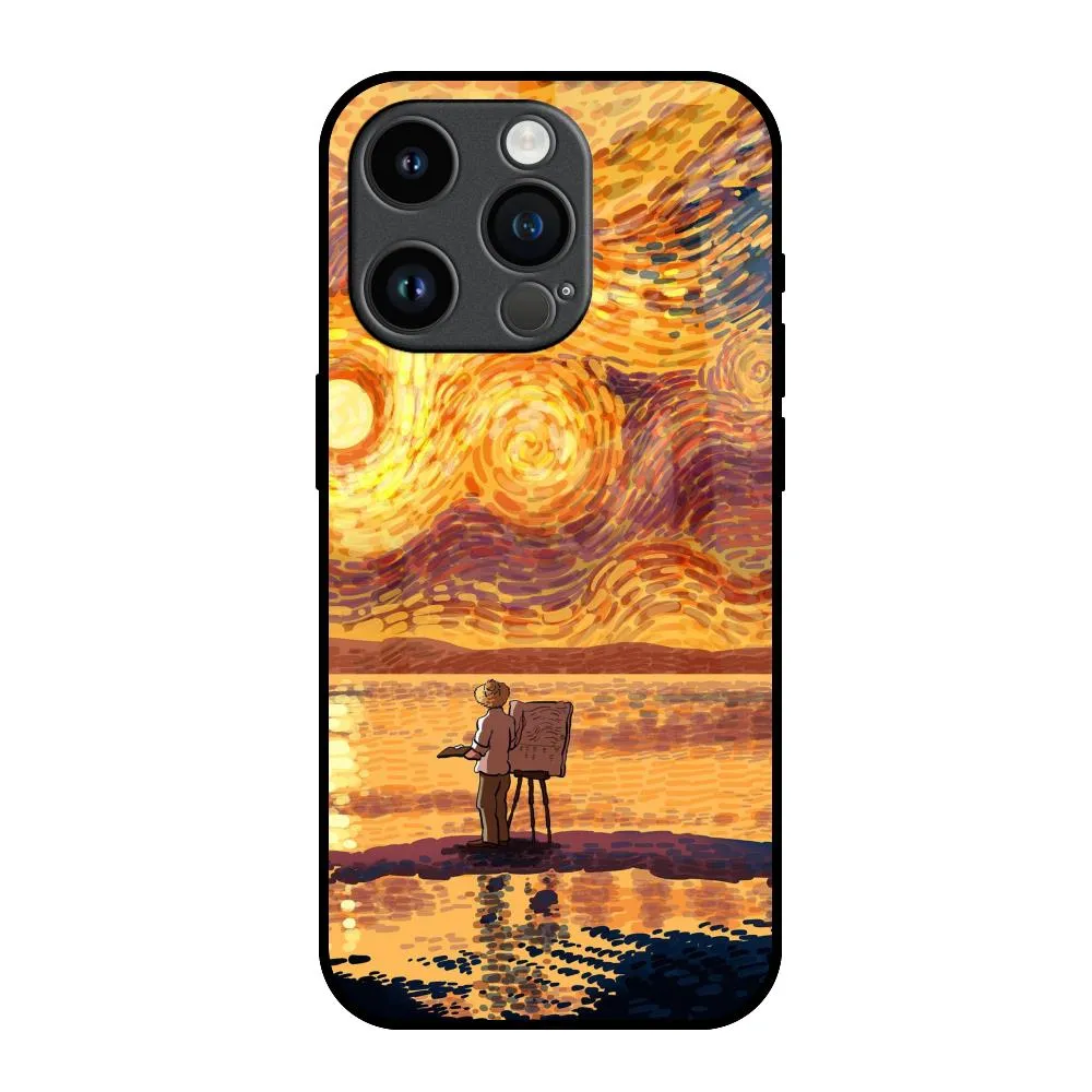Sunset Vincent Glass Case for iPhone 14 Pro Luxury Coating