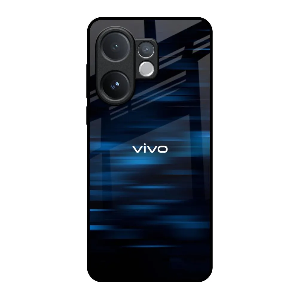Blue Rough Abstract Glass Case for Vivo V60 5G Minimal Edge Design