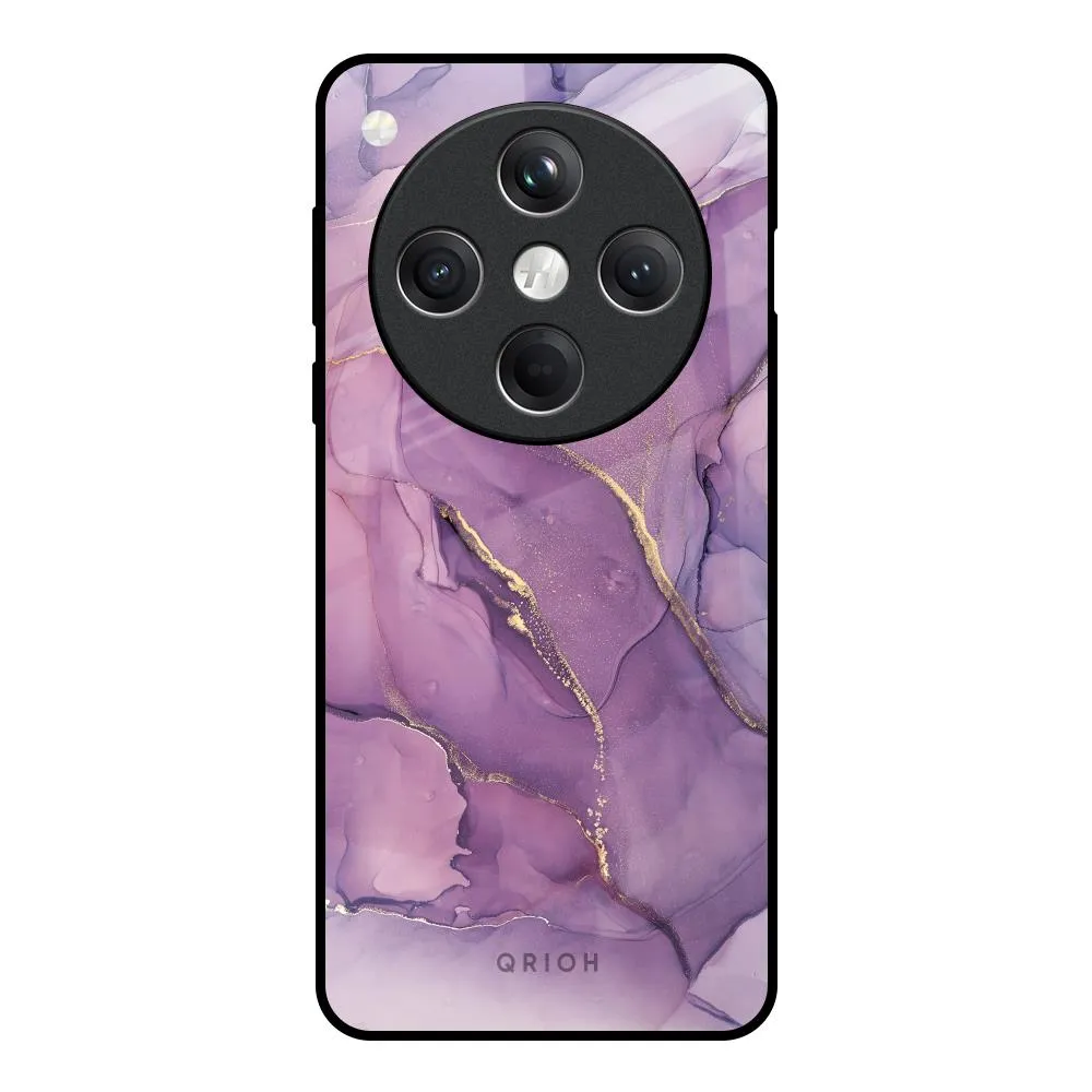 Purple Gold Marble Glass Case for Oppo Find X8 5G Durable Surface Design Minimal Detail Texture