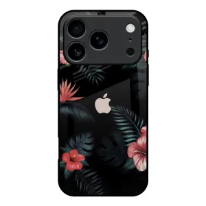 Luxury Grip Tropical Art Flower Glass Case for iPhone 17 Pro