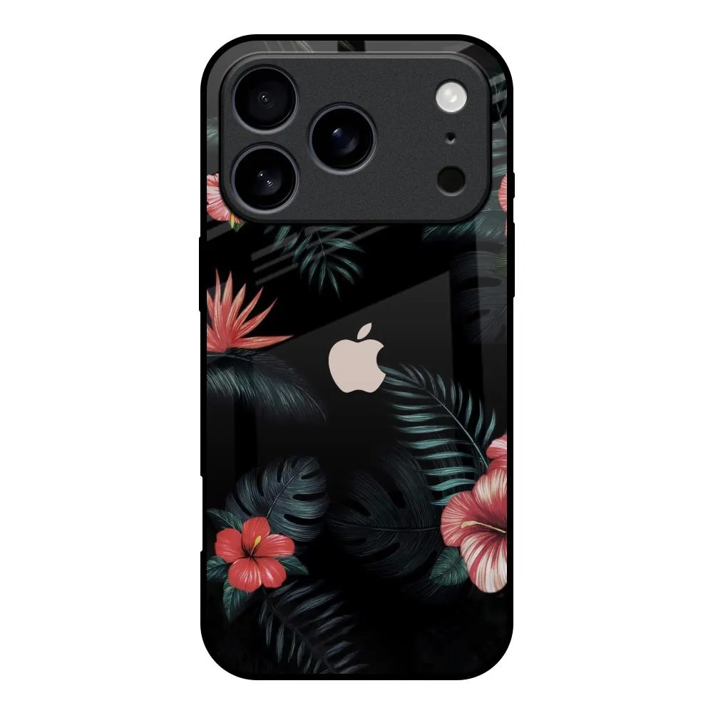 Luxury Grip Tropical Art Flower Glass Case for iPhone 17 Pro
