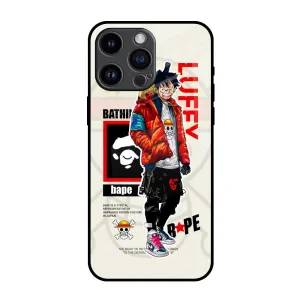 Soft Cushion Bape Luffy Glass Case for iPhone 14 Pro Max