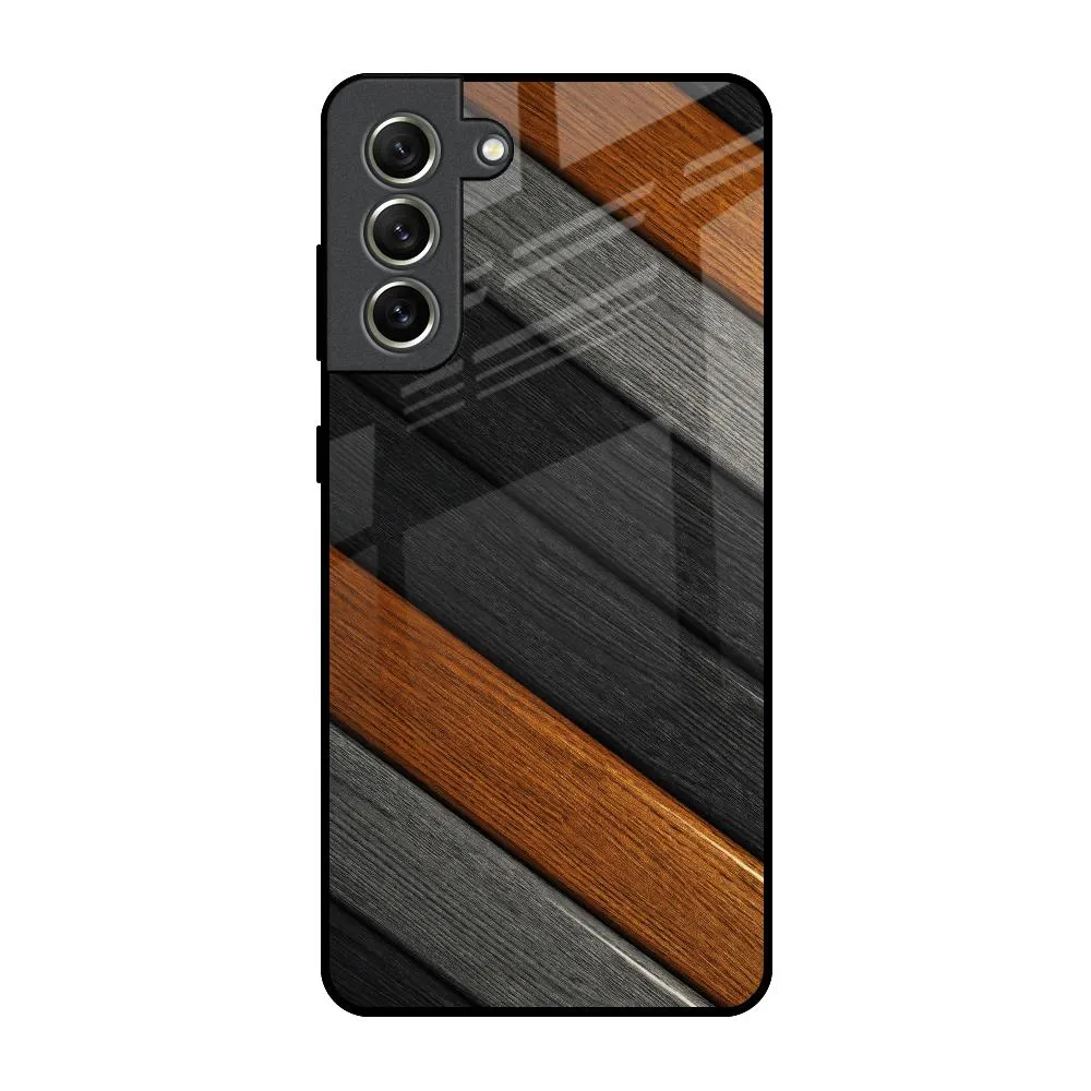 Rugged Pattern Design Everyday Protection Tri Color Wood Glass Case for Samsung Galaxy S21 FE 5G