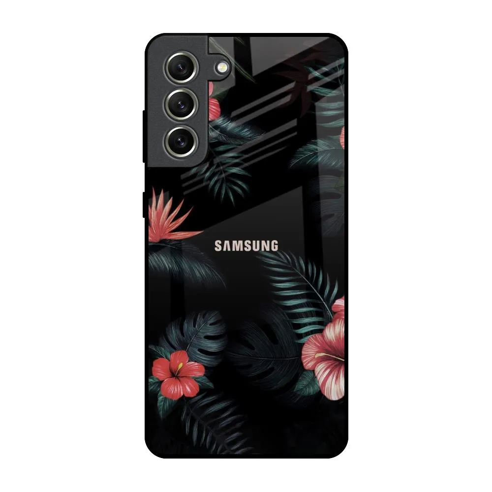 Tropical Art Flower Glass Case for Samsung Galaxy S21 FE 5G Matte Pattern Layer