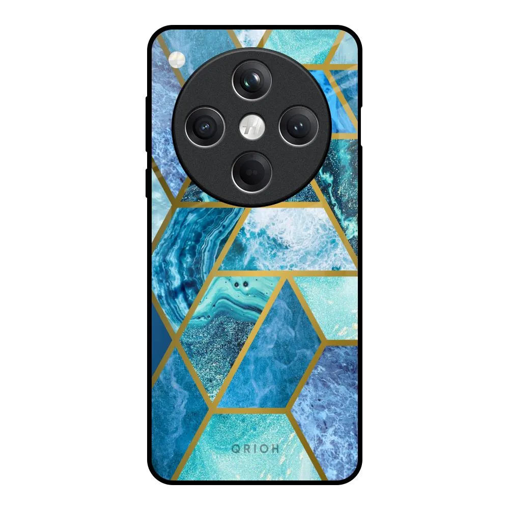 Turquoise Geometrical Marble Glass Case for Oppo Find X8 5G Light Form