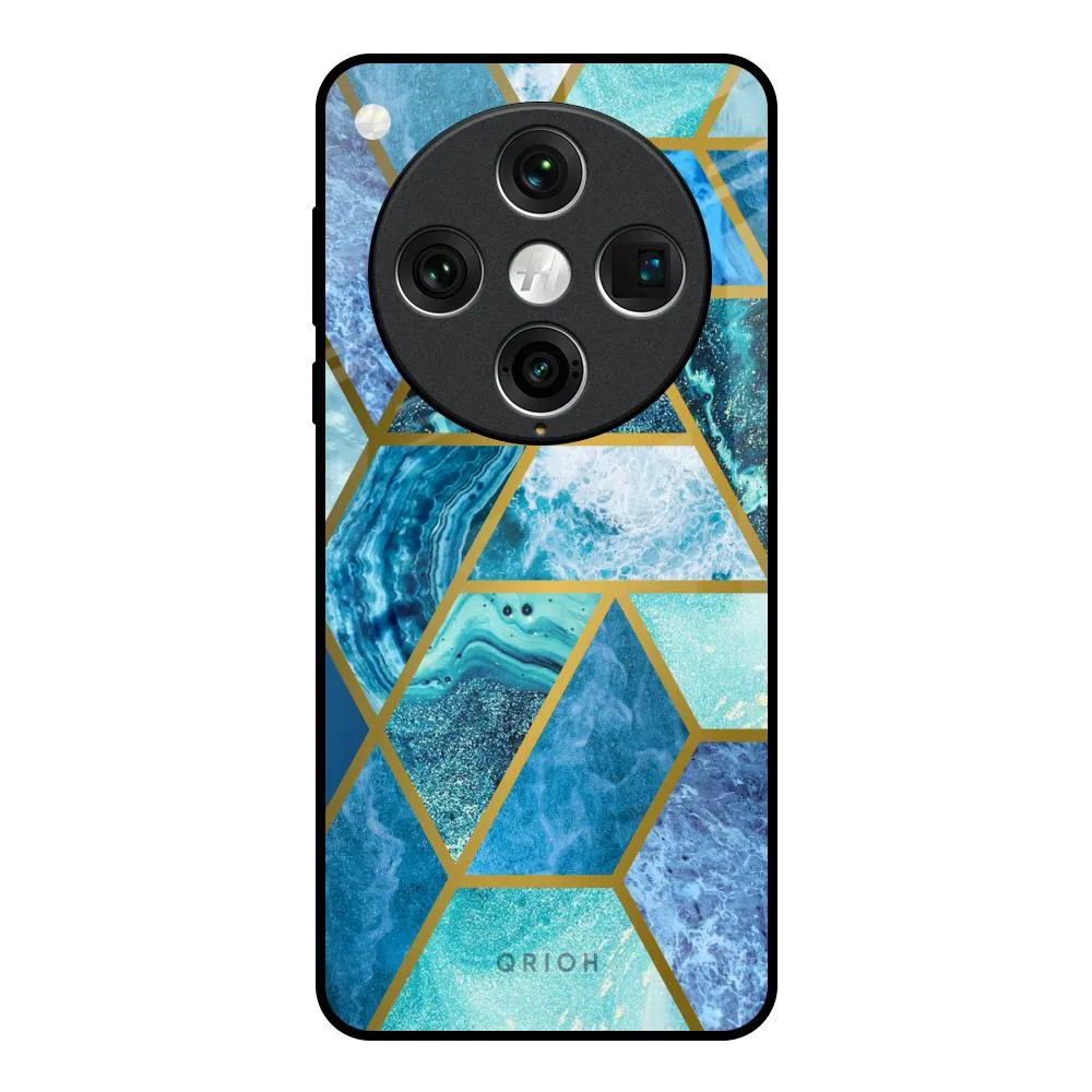 Turquoise Geometrical Marble Glass Case for Oppo Find x8 Pro Classic Touch