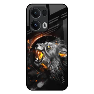 Hard Plastic Aggressive Lion Glass Case for Oppo Reno13 Pro 5G
