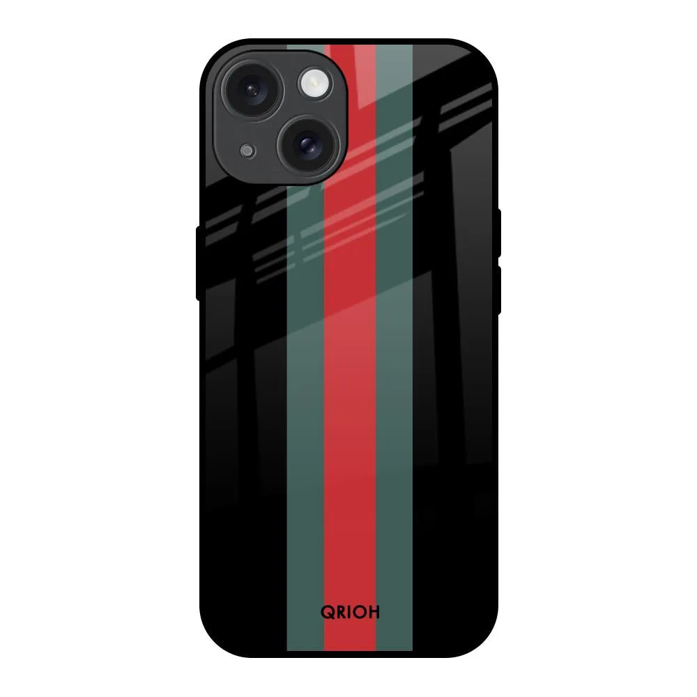 Vertical Stripes Glass Case for iPhone 15 Stylish Surface Design Rugged Surface