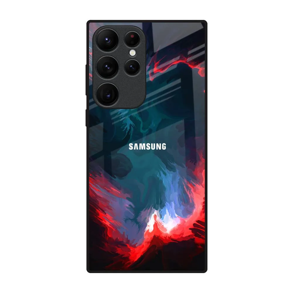 Brush Art Glass Case For Samsung Galaxy S22 Ultra 5G Compact Texture Layer