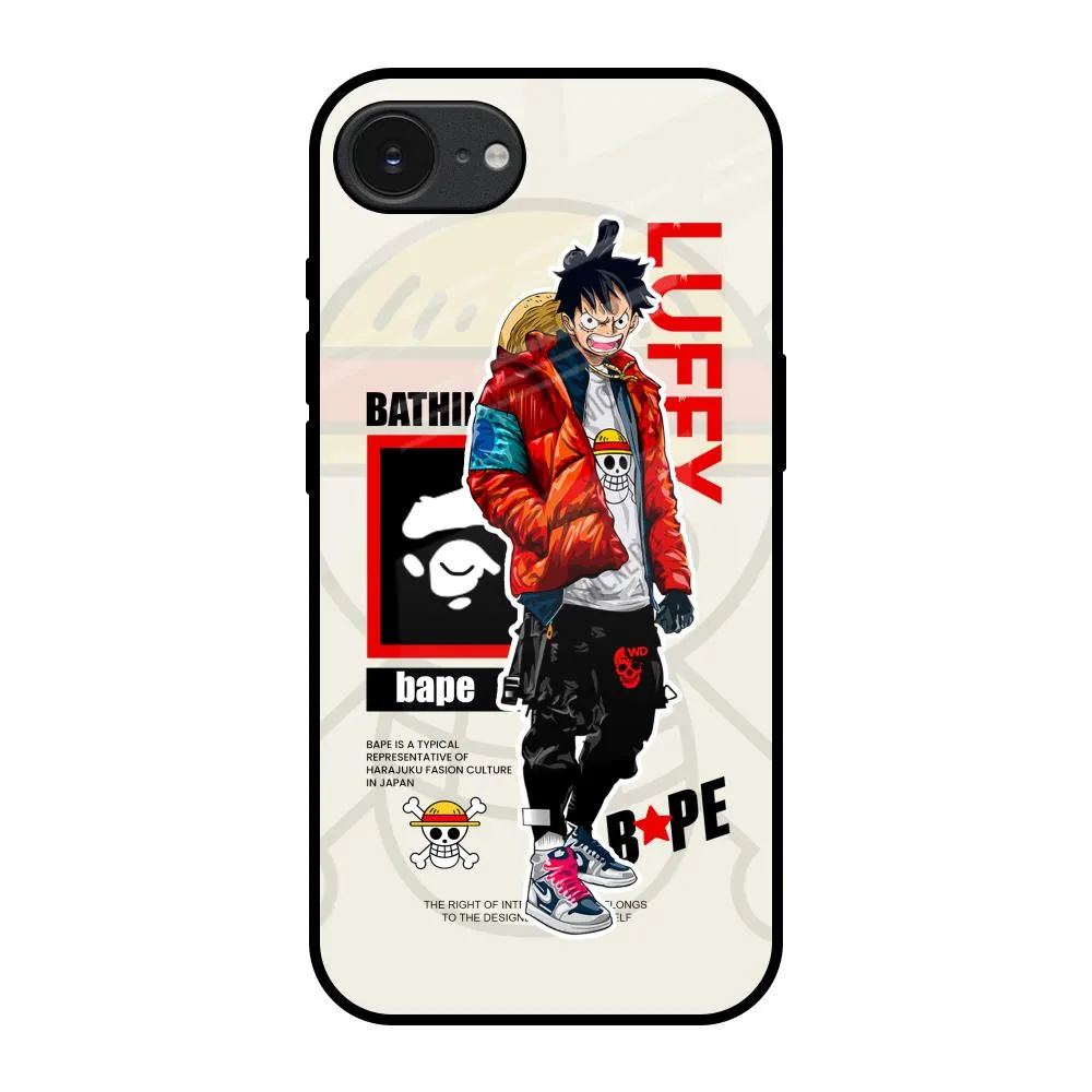 Wireless charging Clear Edge Bape Luffy Glass Case for Apple iPhone 16e