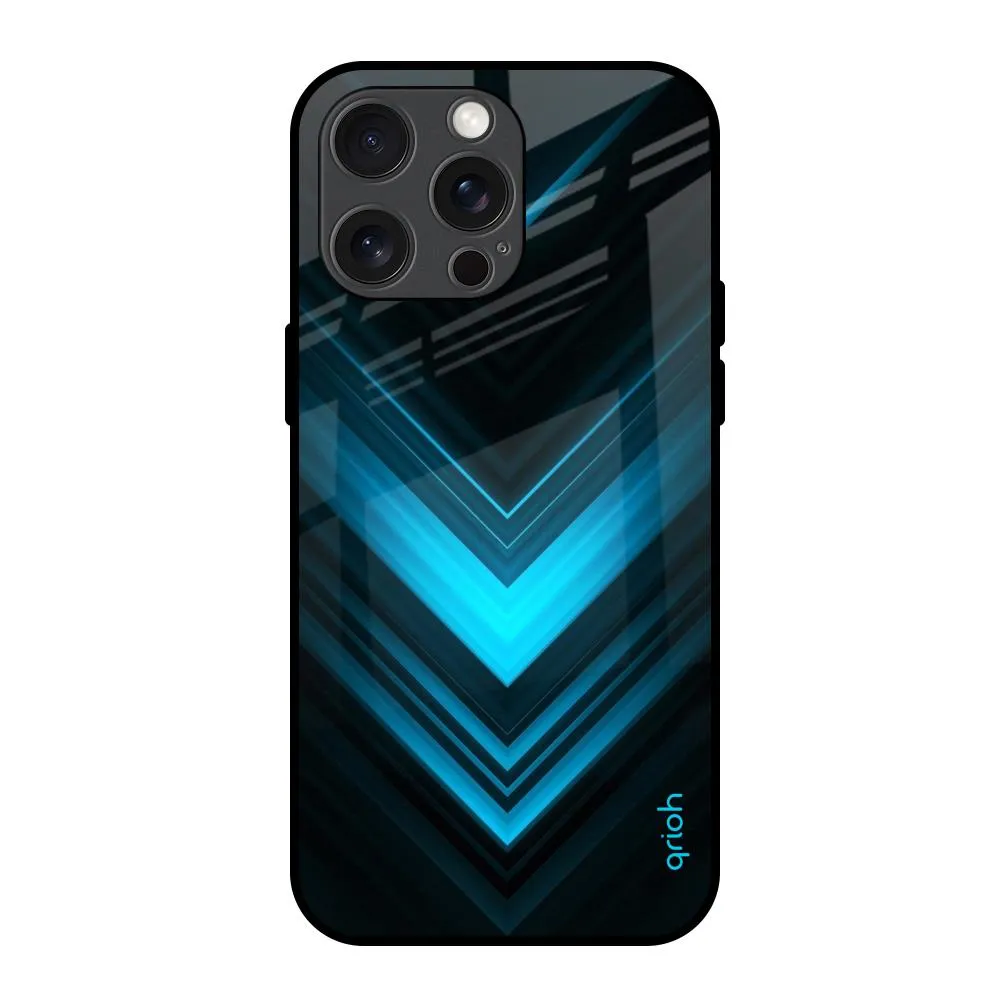 Vertical Blue Arrow Glass Case For iPhone 15 Pro Max Rugged Look