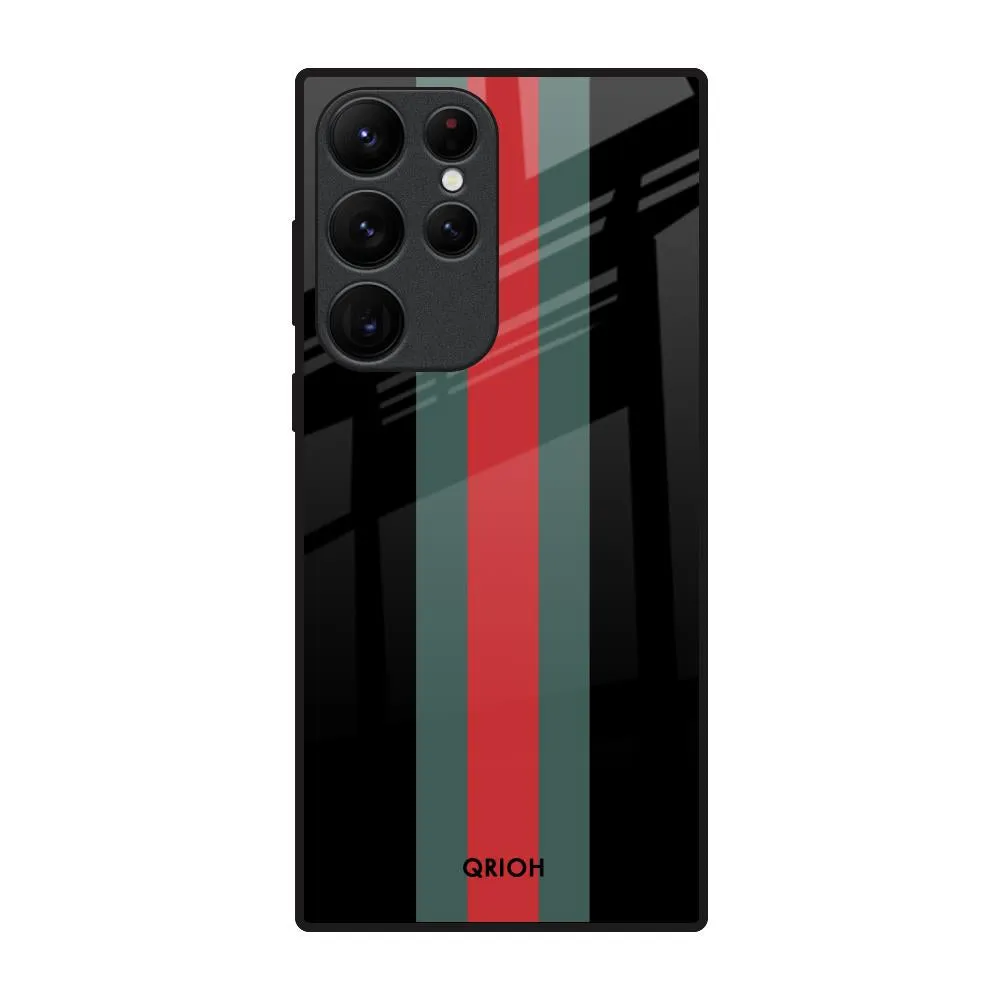 Vertical Stripes Glass Case for Samsung Galaxy S22 Ultra 5G soft look