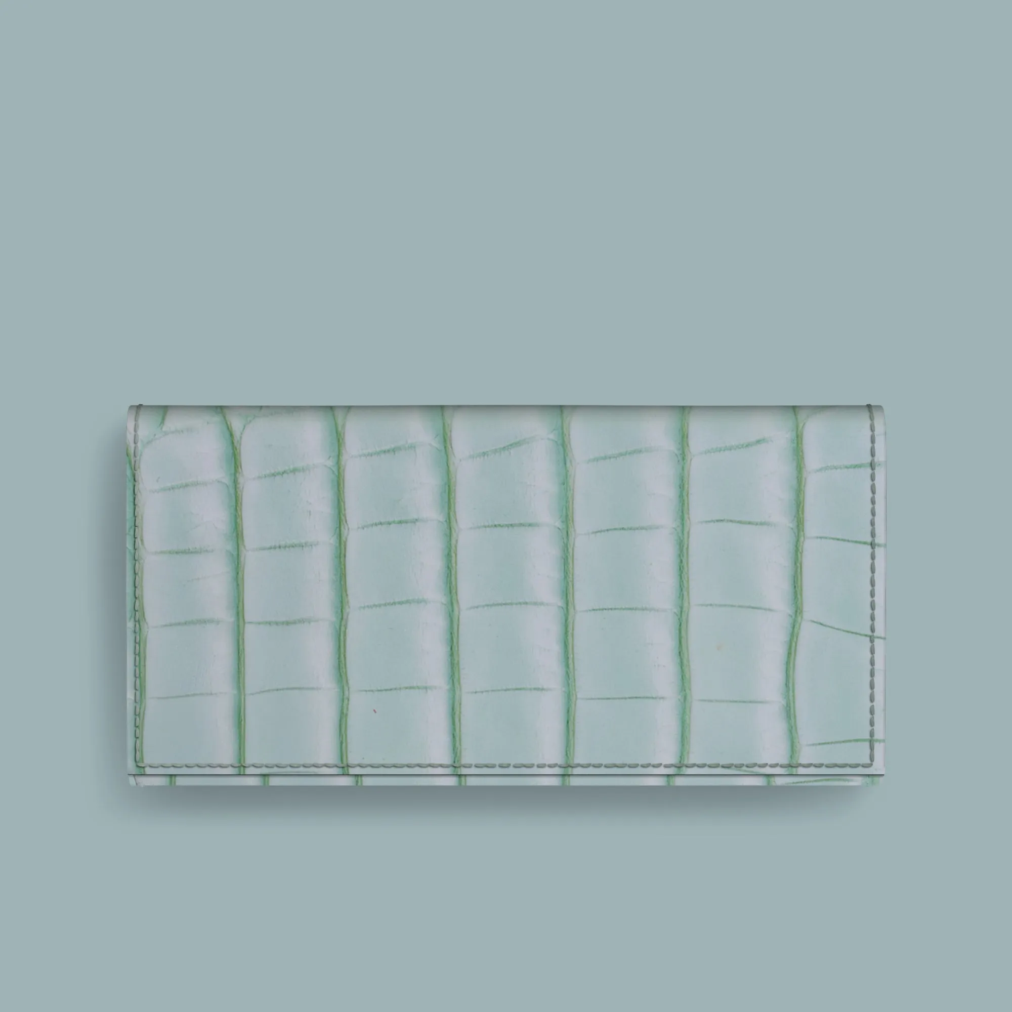 Glossy Look Flexible Shell Wallet Case Mint Gum For iPhone 17 Pro Max In Alligator