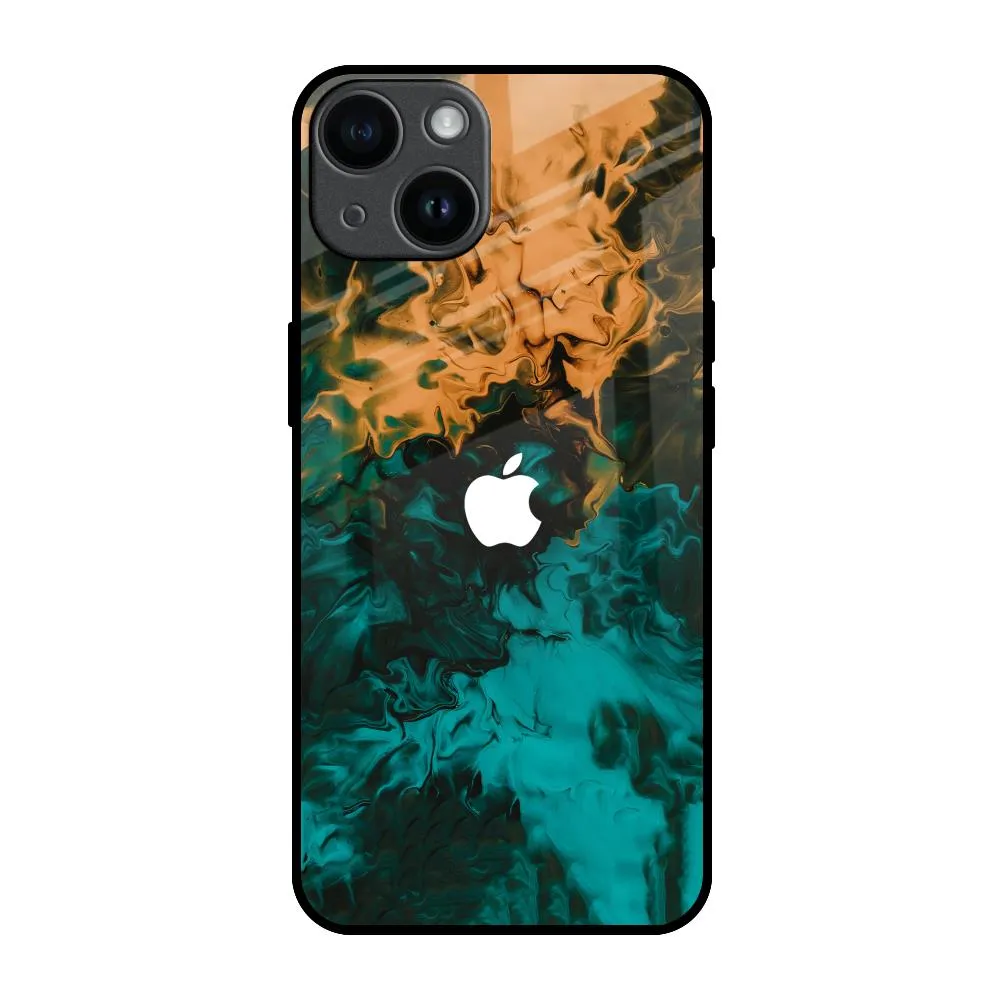 Smooth Craftsmanship Watercolor Wave Glass Case for iPhone 14
