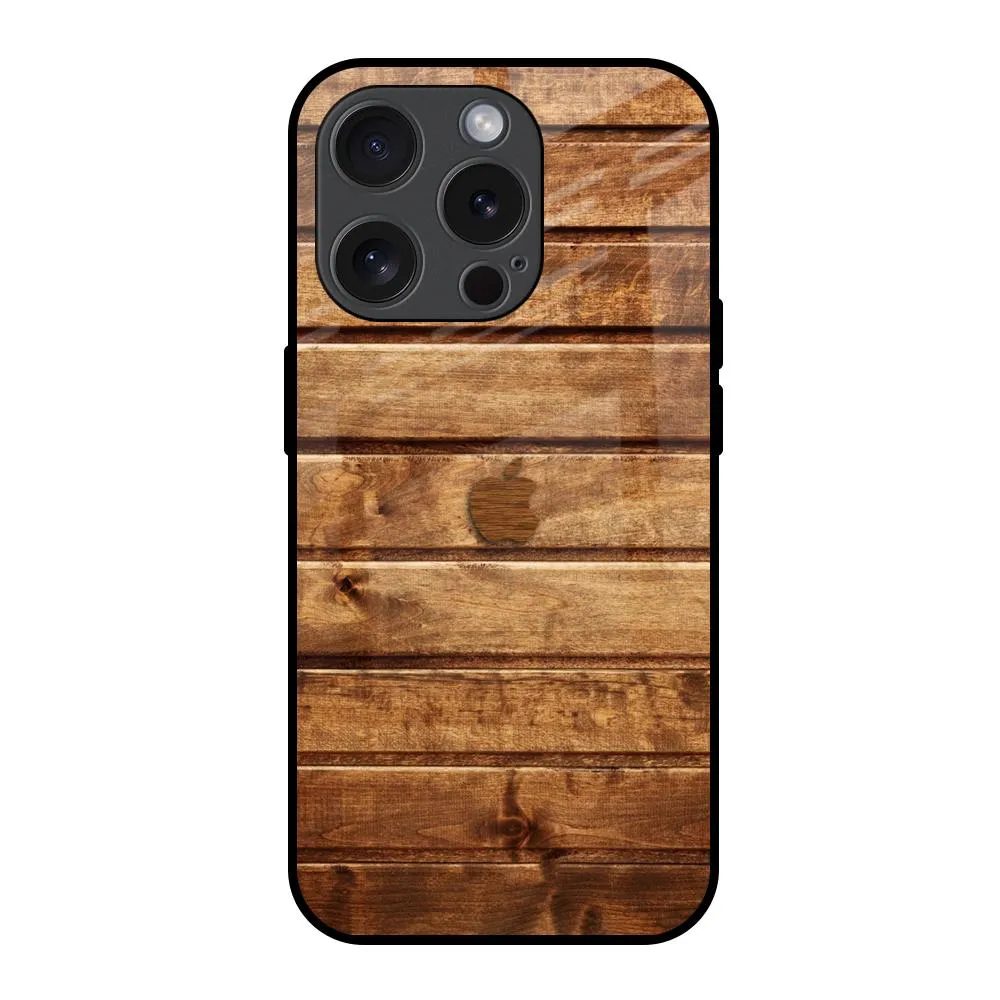 Wooden Planks Glass Case for iPhone 15 Pro Premium Feel Matte Texture