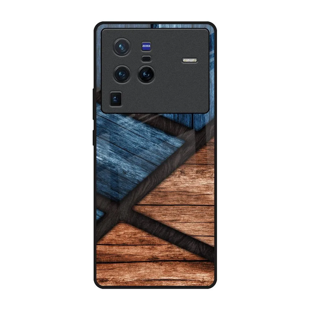 Wooden Tiles Glass Case for Vivo X80 Pro 5G Gloss Finish Design Ultra Slim